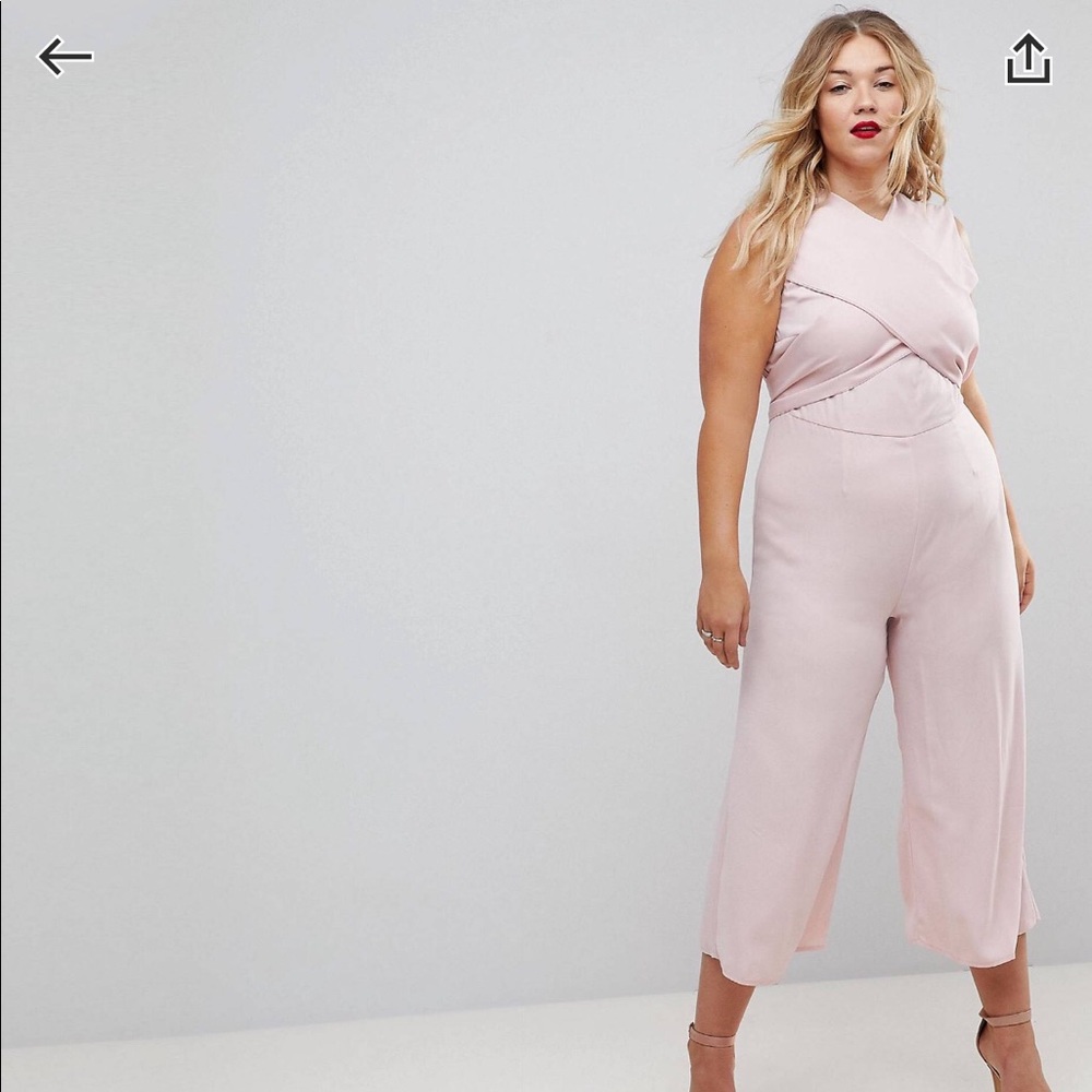 ASOS Curve wide leg tie back cross front jumpsuit